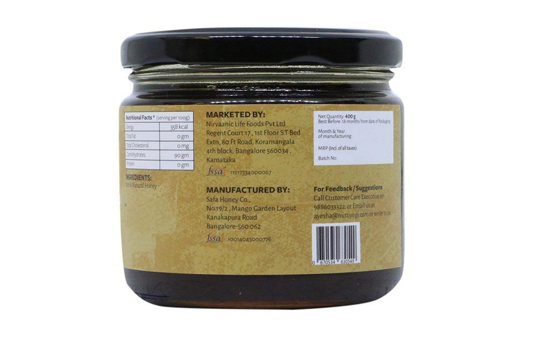 Nutty Yogi Wild Forest Raw Honey   Glass Jar  400 grams